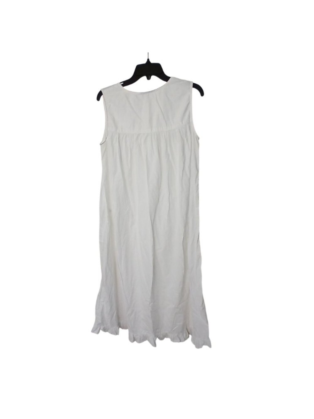 Amanda Stewart Nightgown Sz L White Sleeveless Floral Embroidered Cotton #D-46 - Picture 9 of 9